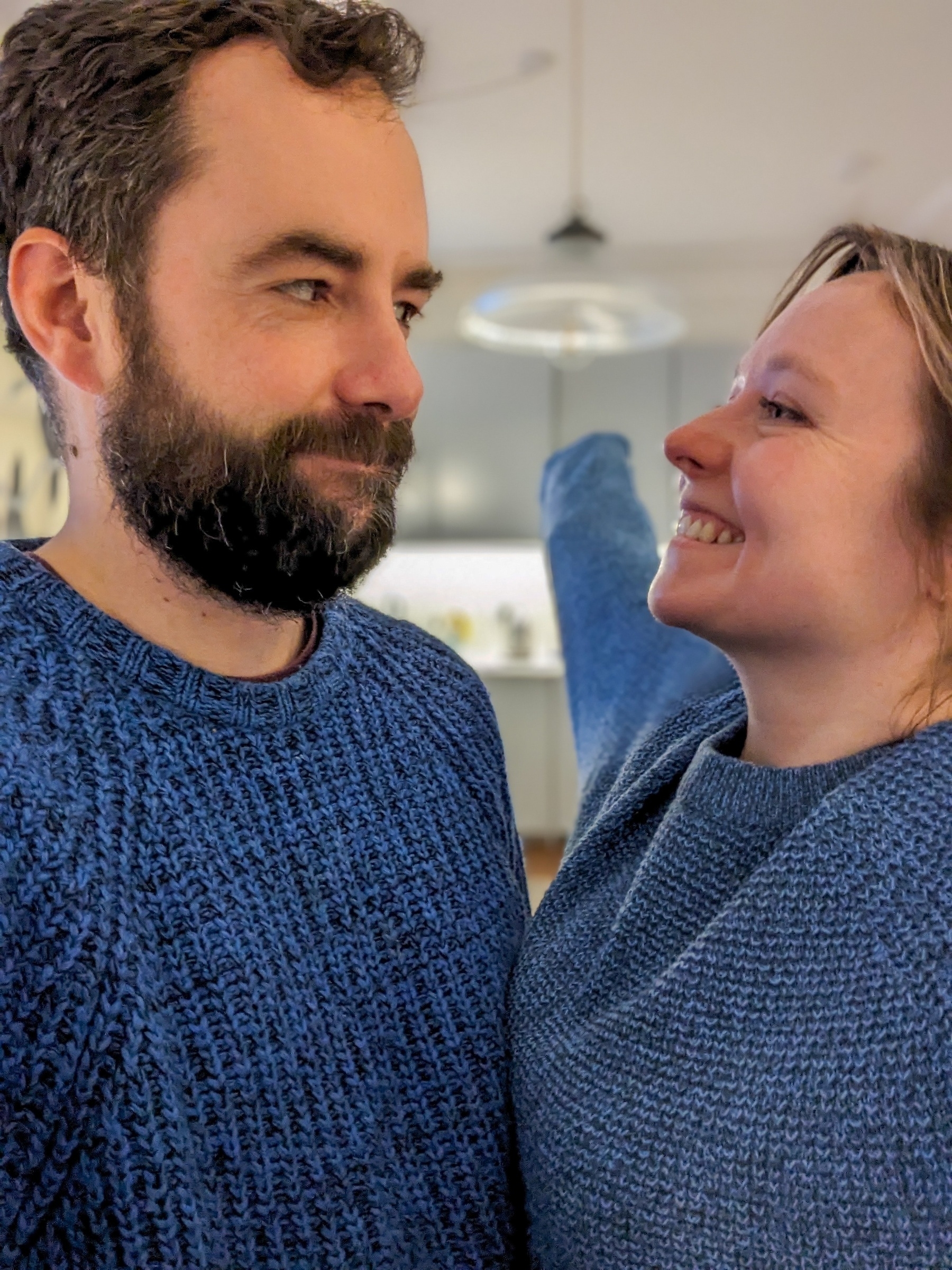 Matchy matchy. Me and H in blue jumpers 
